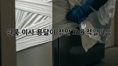 원룸 이사, 용달이 정말 효율적일까요? 🤔